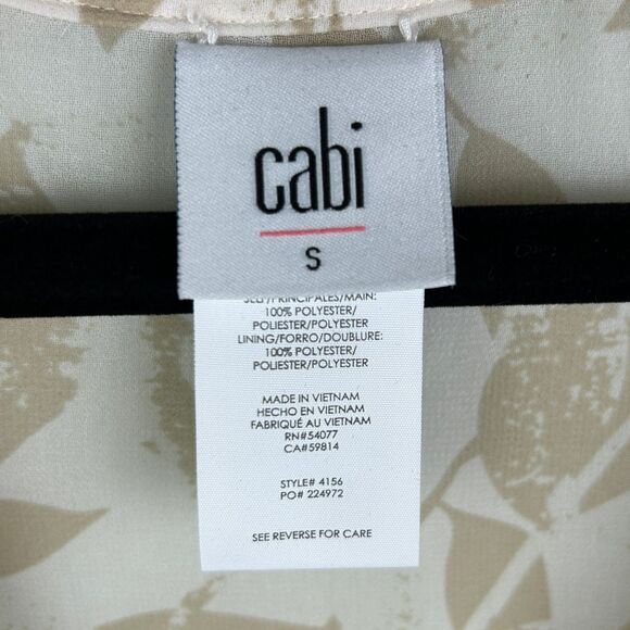 Cabi Couplet Blouse Flowy Chiffon Sheer Long Sleeve Top w/ Cami Beige Cream S - Picture 13 of 15